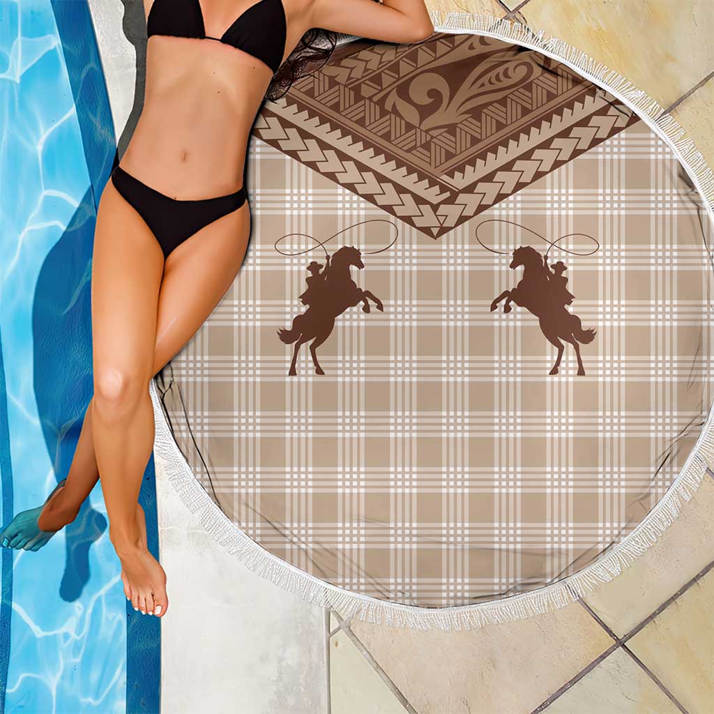 Aloha Hawaii Cowboys Paniolo Beach Blanket Beige Palaka LT7 - Polynesian Pride