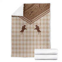 Aloha Hawaii Cowboys Paniolo Blanket Beige Palaka - Polynesian Pride