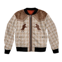 Aloha Hawaii Cowboys Paniolo Bomber Jacket Beige Palaka LT7 Unisex Beige - Polynesian Pride
