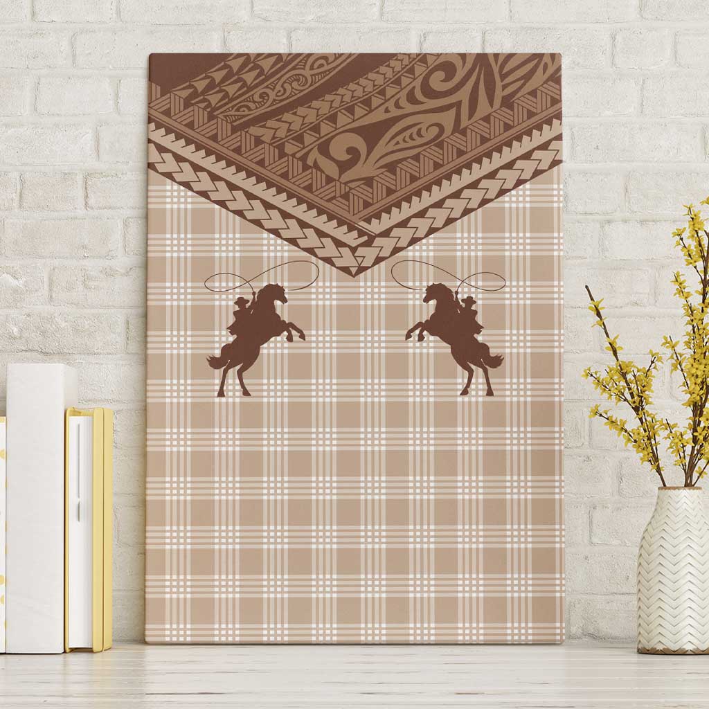 Aloha Hawaii Cowboys Paniolo Canvas Wall Art Beige Palaka LT7 Without Frame Beige - Polynesian Pride