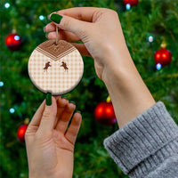 Aloha Hawaii Cowboys Paniolo Ceramic Ornament Beige Palaka - Polynesian Pride