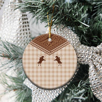 Aloha Hawaii Cowboys Paniolo Ceramic Ornament Beige Palaka - Polynesian Pride