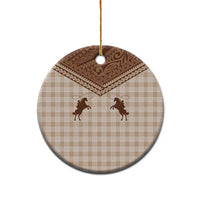 Aloha Hawaii Cowboys Paniolo Ceramic Ornament Beige Palaka - Polynesian Pride