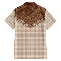 Aloha Hawaii Cowboys Paniolo Family Matching Off Shoulder Short Dress and Hawaiian Shirt Beige Palaka - Polynesian Pride