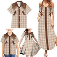 Aloha Hawaii Cowboys Paniolo Family Matching Summer Maxi Dress and Hawaiian Shirt Beige Palaka - Polynesian Pride