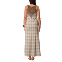 Aloha Hawaii Cowboys Paniolo Family Matching Tank Maxi Dress and Hawaiian Shirt Beige Palaka - Polynesian Pride