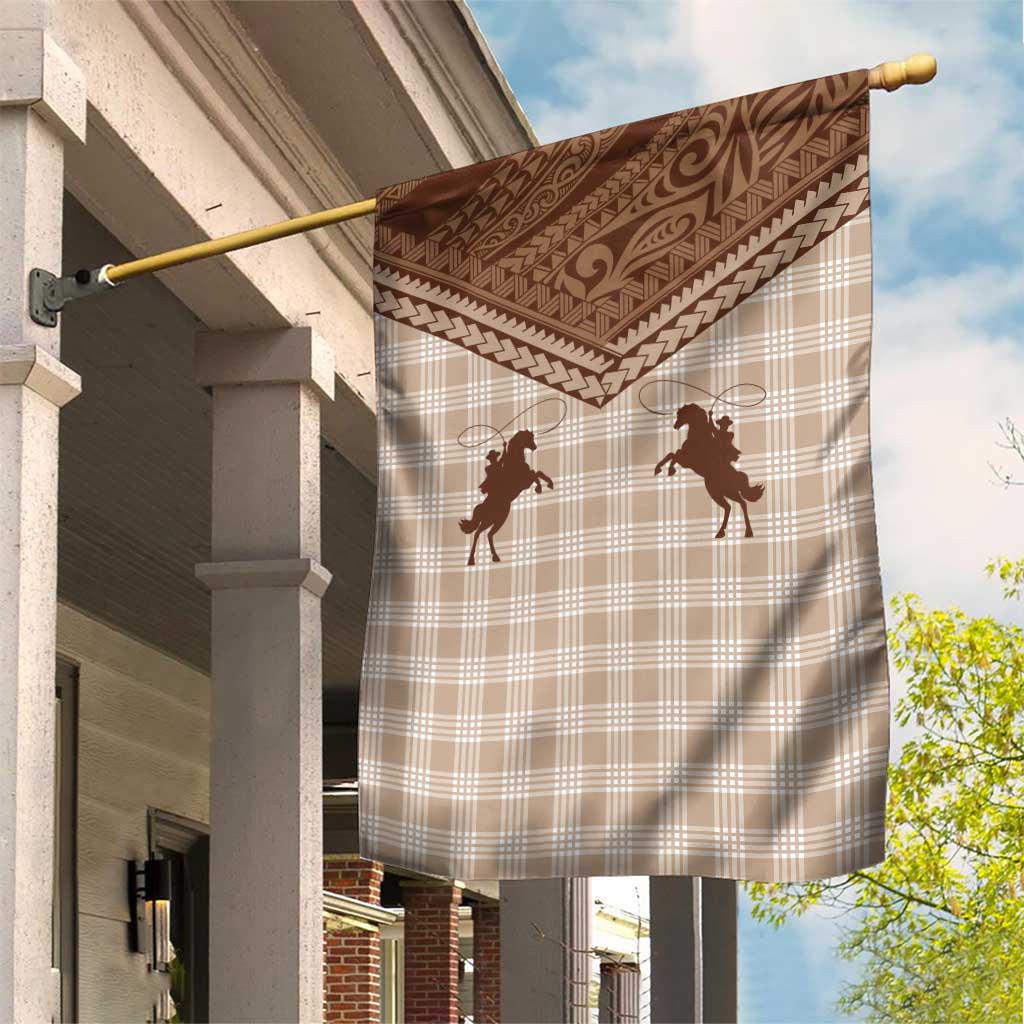 Aloha Hawaii Cowboys Paniolo Garden Flag Beige Palaka - Polynesian Pride