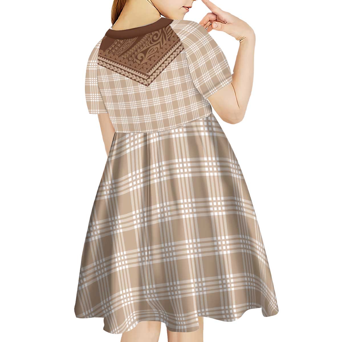 Aloha Hawaii Cowboys Paniolo Kid Short Sleeve Dress Beige Palaka - Polynesian Pride