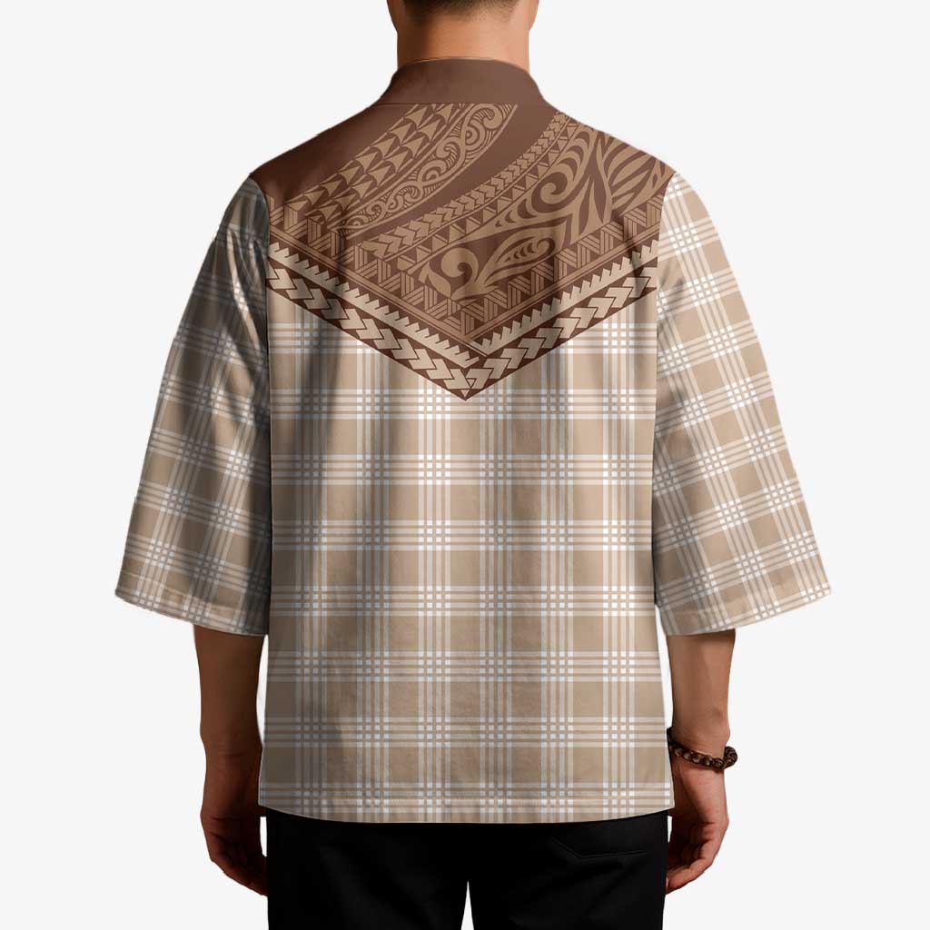 Aloha Hawaii Cowboys Paniolo Kimono Beige Palaka - Polynesian Pride