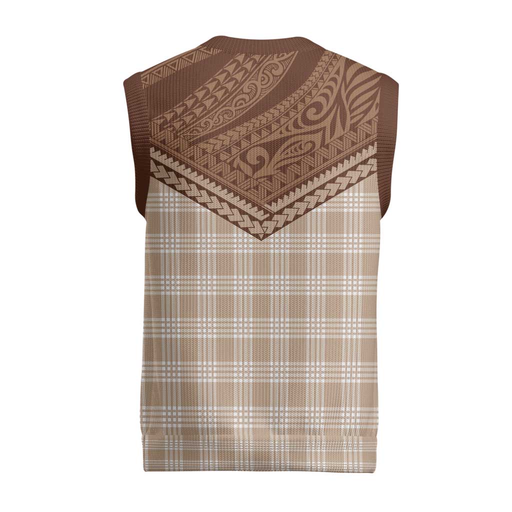 Aloha Hawaii Cowboys Paniolo Christmas Knitted V-Neck Vest Beige Palaka - Polynesian Pride