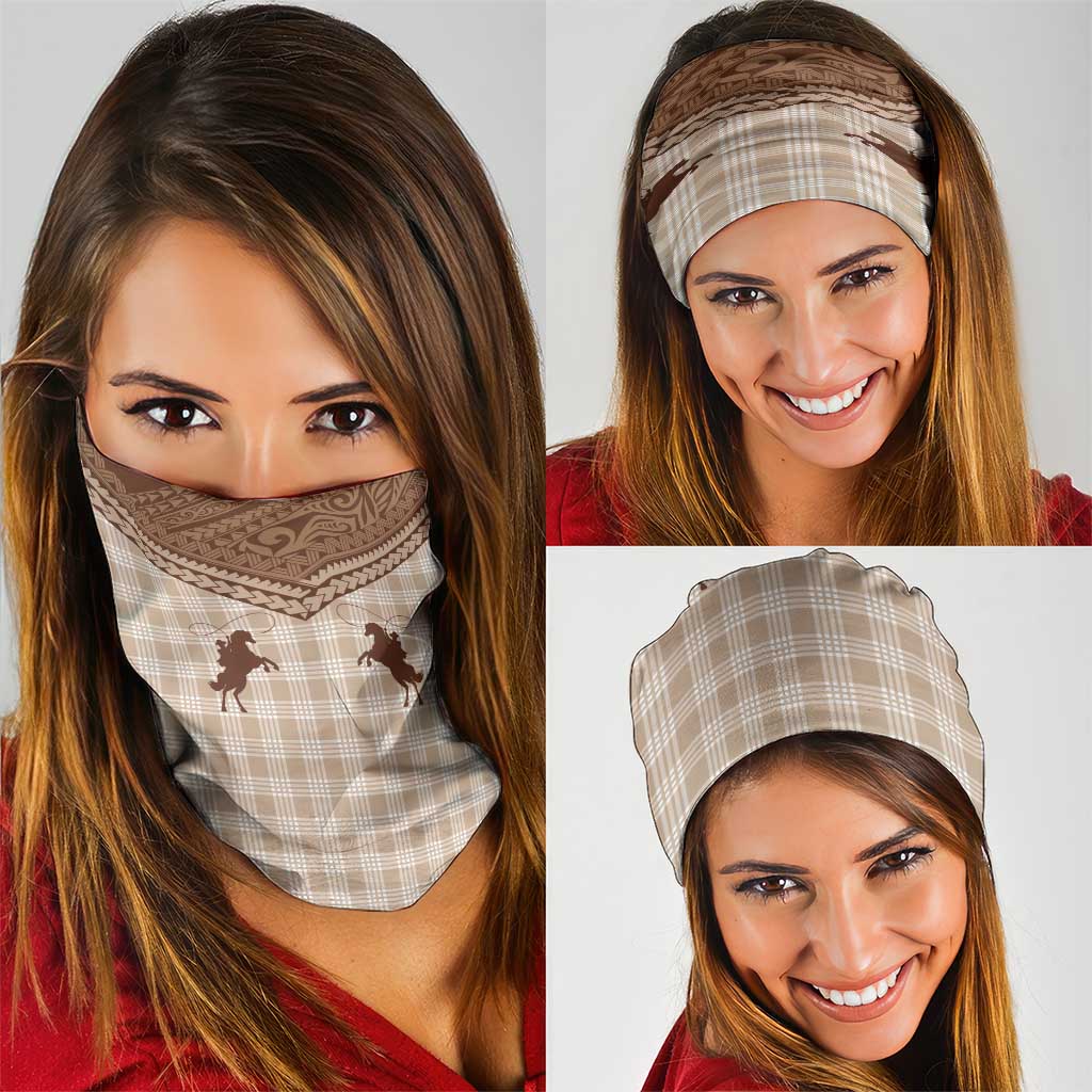 Aloha Hawaii Cowboys Paniolo Neck Gaiter Beige Palaka - Polynesian Pride