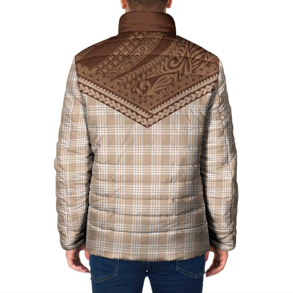 Aloha Hawaii Cowboys Paniolo Padded Jacket Beige Palaka - Polynesian Pride
