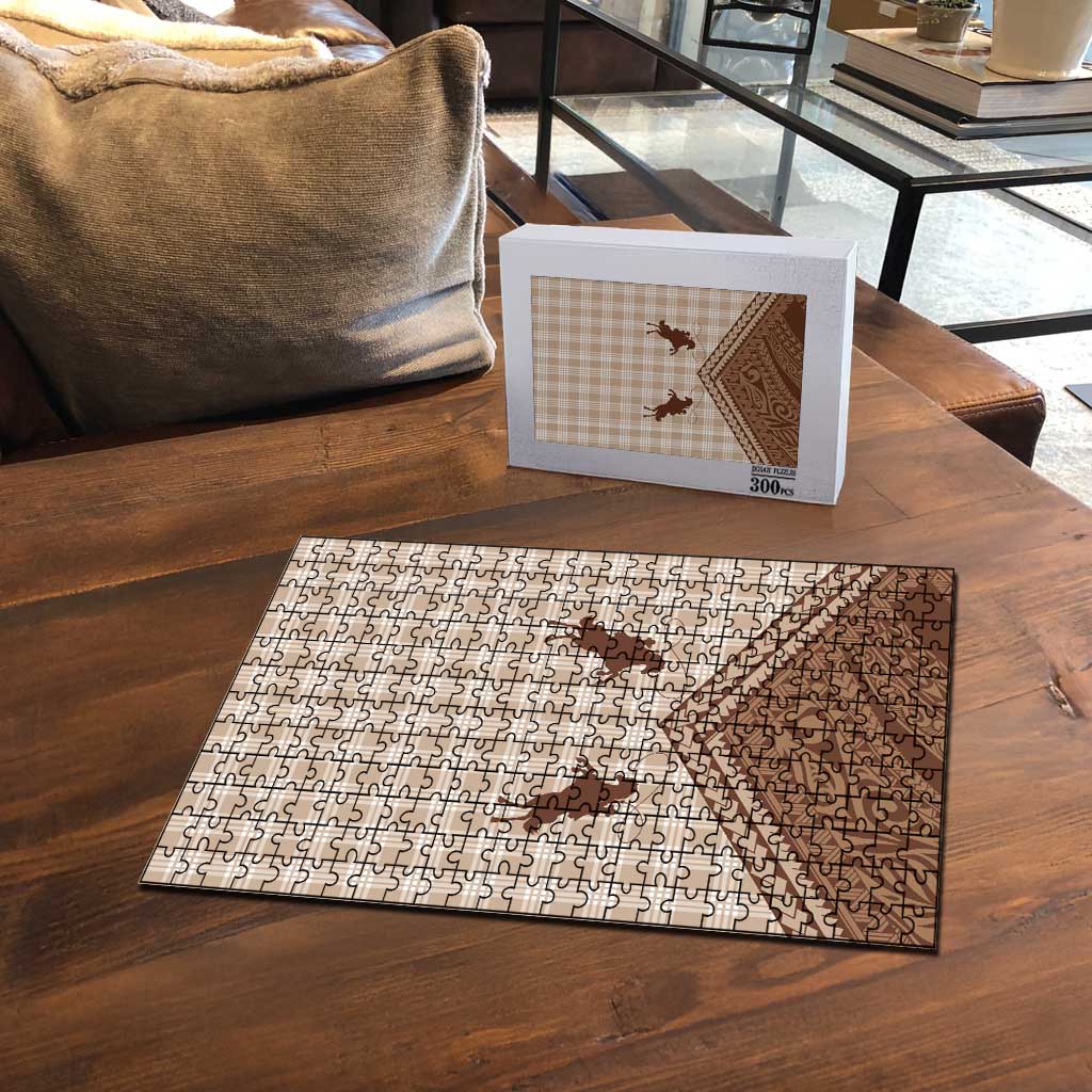 Aloha Hawaii Cowboys Paniolo Puzzle Beige Palaka - Polynesian Pride