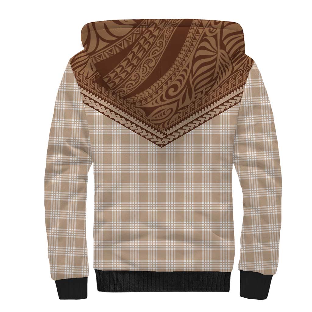 Aloha Hawaii Cowboys Paniolo Sherpa Hoodie Beige Palaka - Polynesian Pride