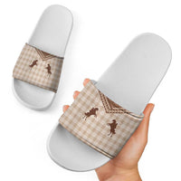 Aloha Hawaii Cowboys Paniolo Slide Sandals Beige Palaka - Polynesian Pride