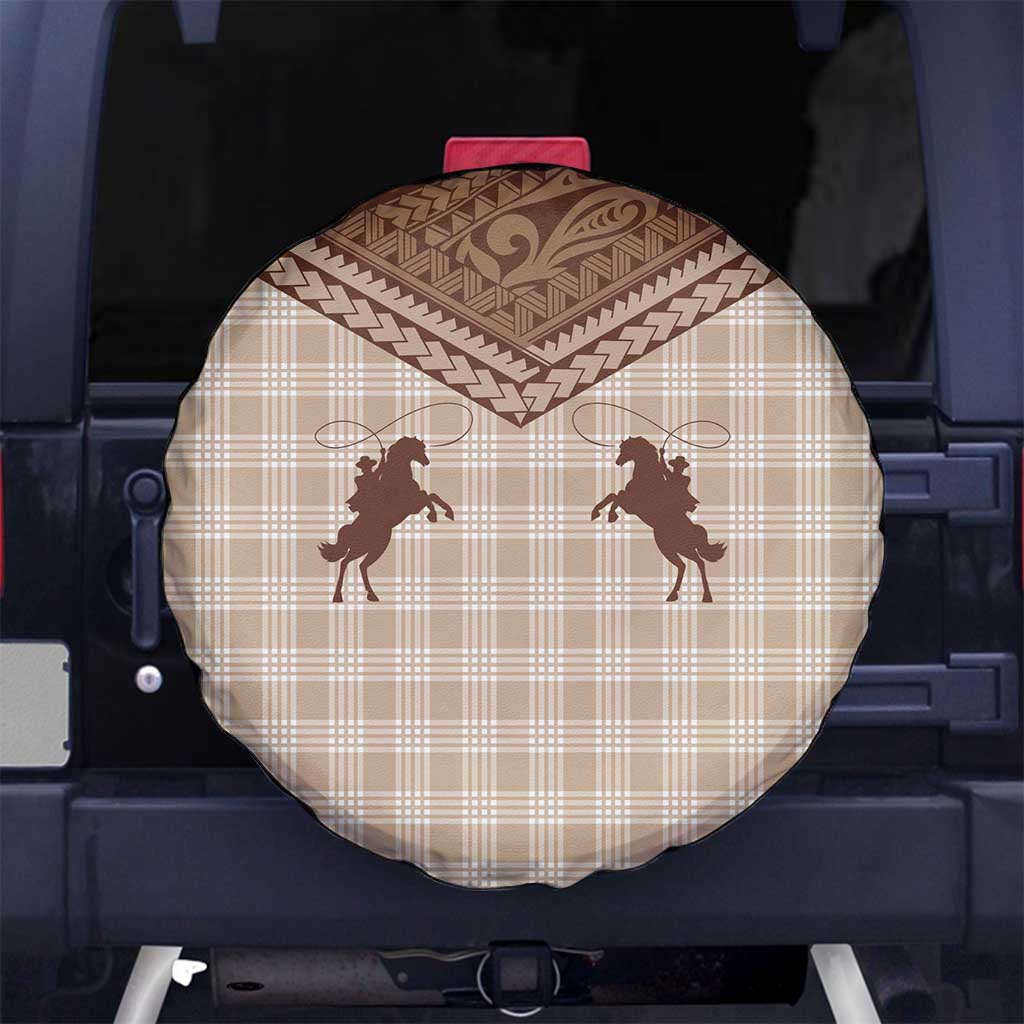 Aloha Hawaii Cowboys Paniolo Spare Tire Cover Beige Palaka - Polynesian Pride