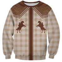 Aloha Hawaii Cowboys Paniolo Sweatshirt Beige Palaka - Polynesian Pride