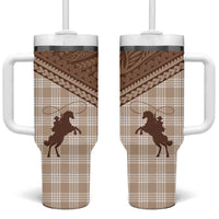 Aloha Hawaii Cowboys Paniolo Tumbler With Handle Beige Palaka - Polynesian Pride