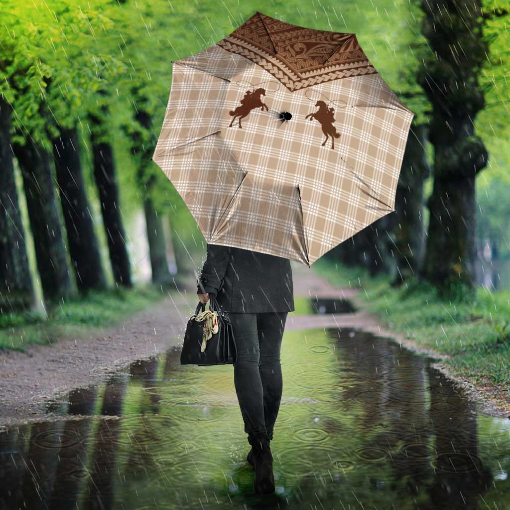 Aloha Hawaii Cowboys Paniolo Umbrella Beige Palaka - Polynesian Pride