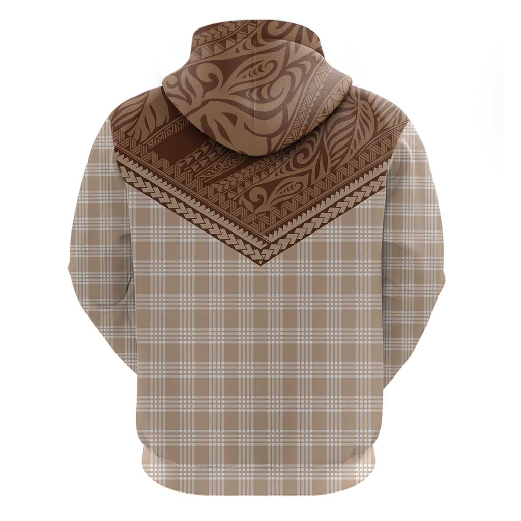 Aloha Hawaii Cowboys Paniolo Zip Hoodie Beige Palaka - Polynesian Pride