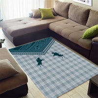 Aloha Hawaii Cowboys Paniolo Area Rug Teal Palaka - Polynesian Pride