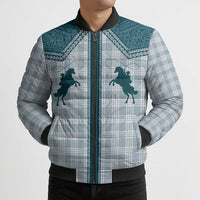 Aloha Hawaii Cowboys Paniolo Bomber Puffer Jacket Teal Palaka - Polynesian Pride