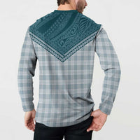 Aloha Hawaii Cowboys Paniolo Button Sweatshirt Teal Palaka - Polynesian Pride