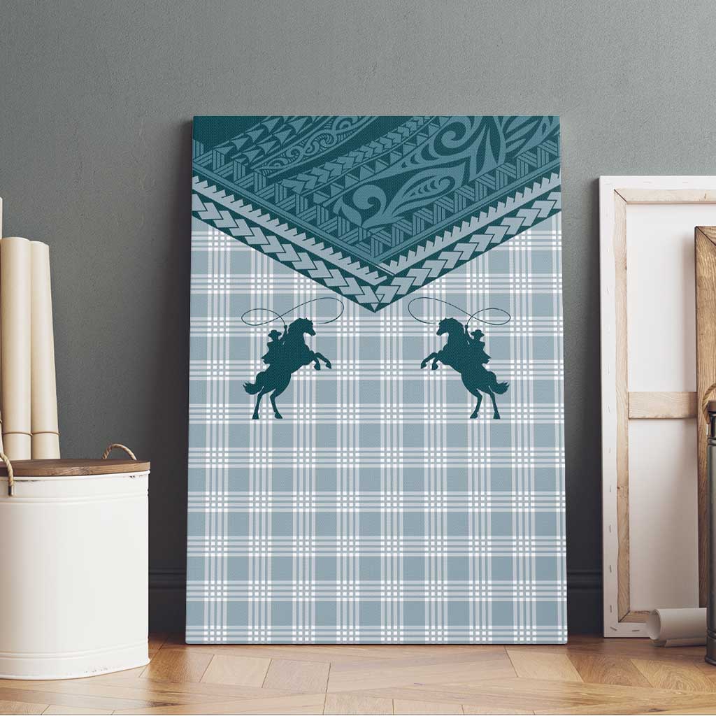Aloha Hawaii Cowboys Paniolo Canvas Wall Art Teal Palaka LT7 - Polynesian Pride