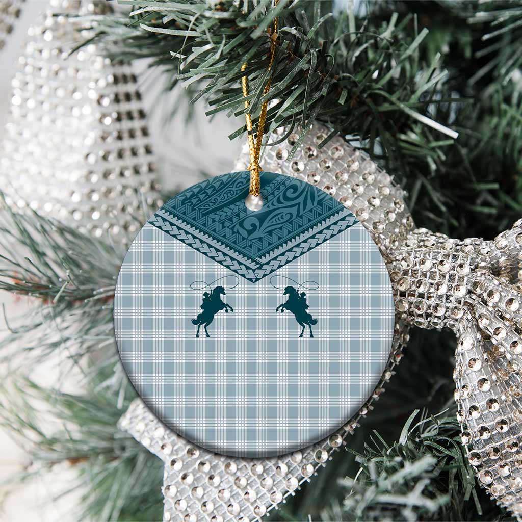 Aloha Hawaii Cowboys Paniolo Ceramic Ornament Teal Palaka - Polynesian Pride