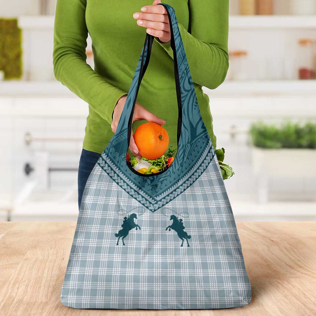 Aloha Hawaii Cowboys Paniolo Grocery Bag Teal Palaka - Polynesian Pride