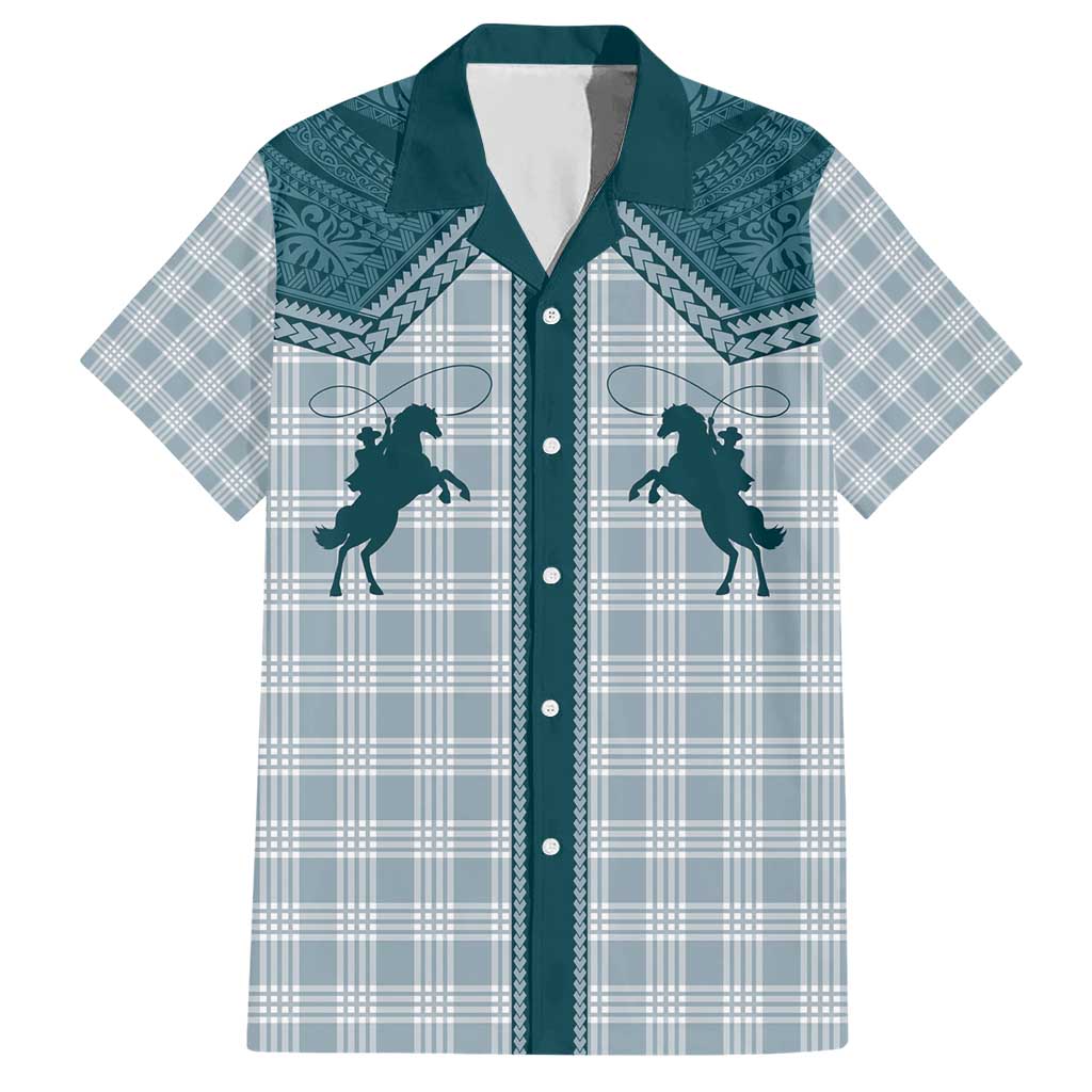 Aloha Hawaii Cowboys Paniolo Hawaiian Shirt Teal Palaka - Polynesian Pride
