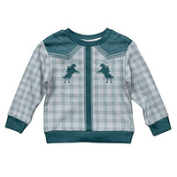 Aloha Hawaii Cowboys Paniolo Kid Ugly Christmas Sweater Teal Palaka - Polynesian Pride