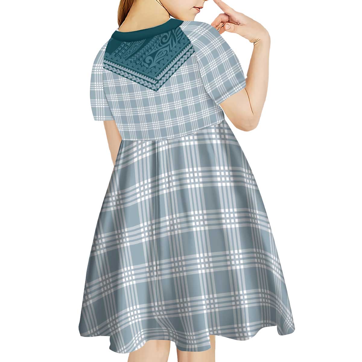 Aloha Hawaii Cowboys Paniolo Kid Short Sleeve Dress Teal Palaka - Polynesian Pride