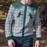 Aloha Hawaii Cowboys Paniolo Ugly Christmas Sweater Teal Palaka - Polynesian Pride