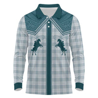 Aloha Hawaii Cowboys Paniolo Long Sleeve Polo Shirt Teal Palaka - Polynesian Pride