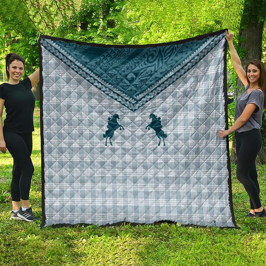Aloha Hawaii Cowboys Paniolo Quilt Teal Palaka - Polynesian Pride