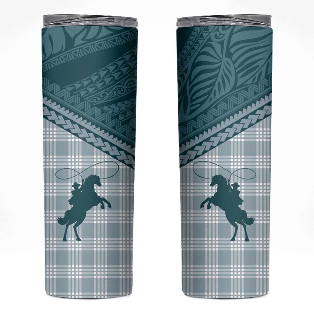 Aloha Hawaii Cowboys Paniolo Skinny Tumbler Teal Palaka - Polynesian Pride