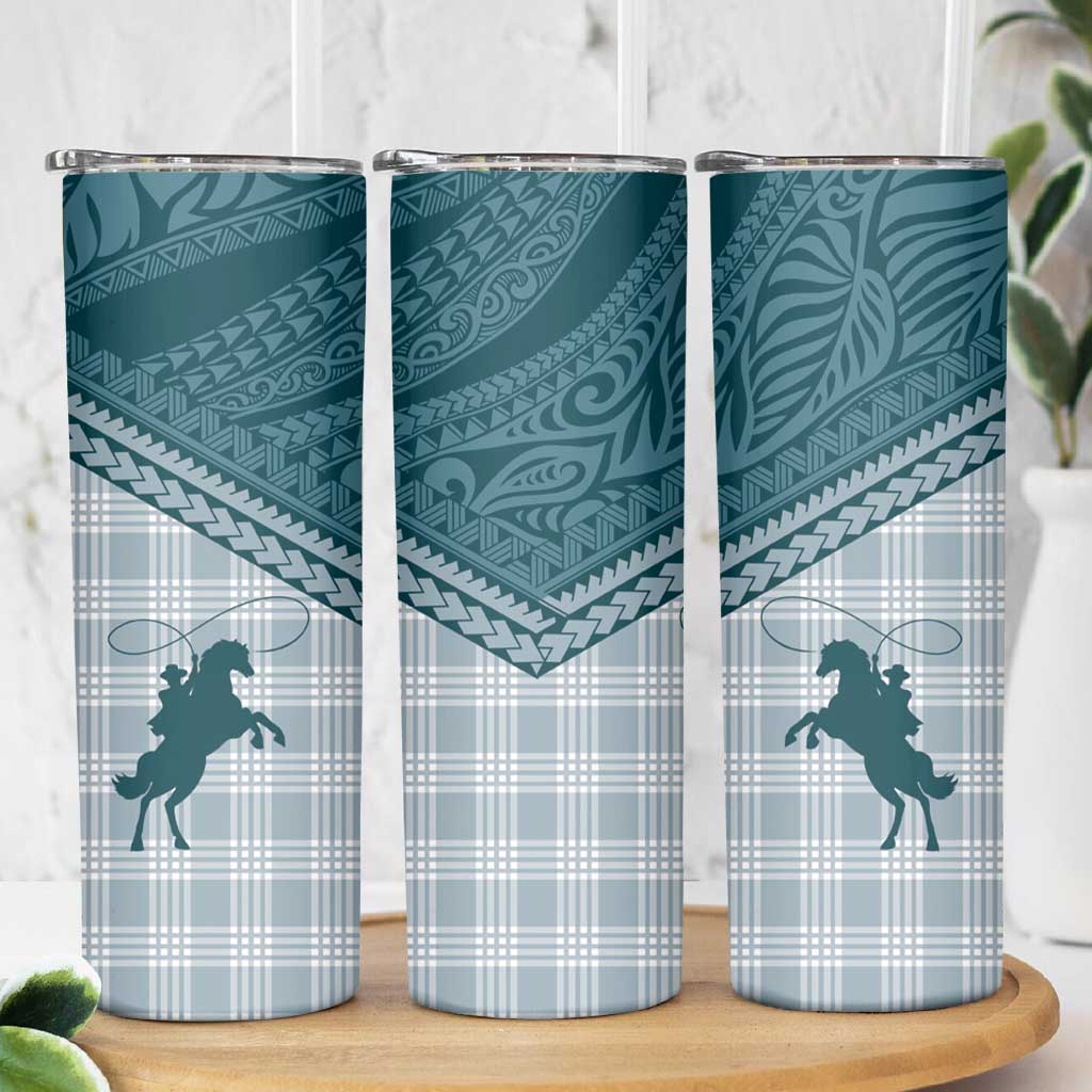 Aloha Hawaii Cowboys Paniolo Skinny Tumbler Teal Palaka - Polynesian Pride