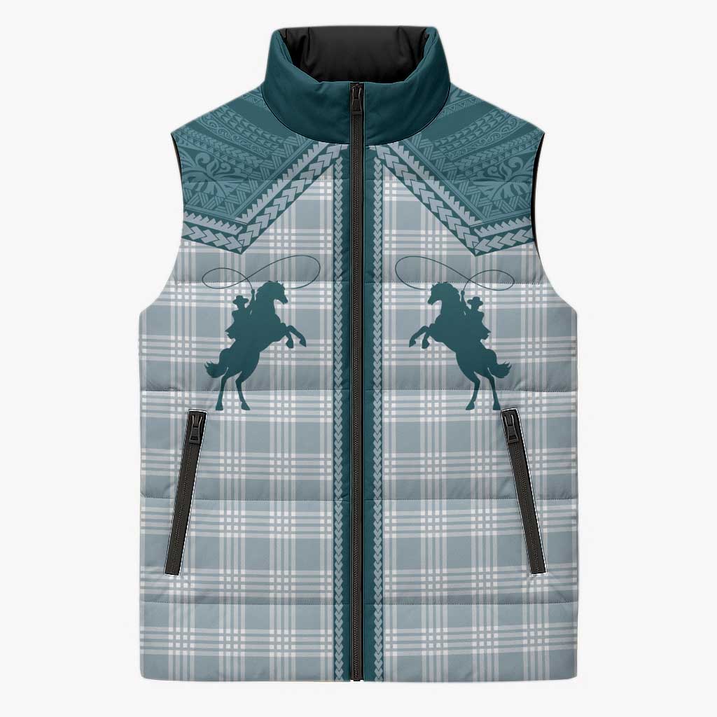 Aloha Hawaii Cowboys Paniolo Sleeveless Puffer Jacket Teal Palaka - Polynesian Pride
