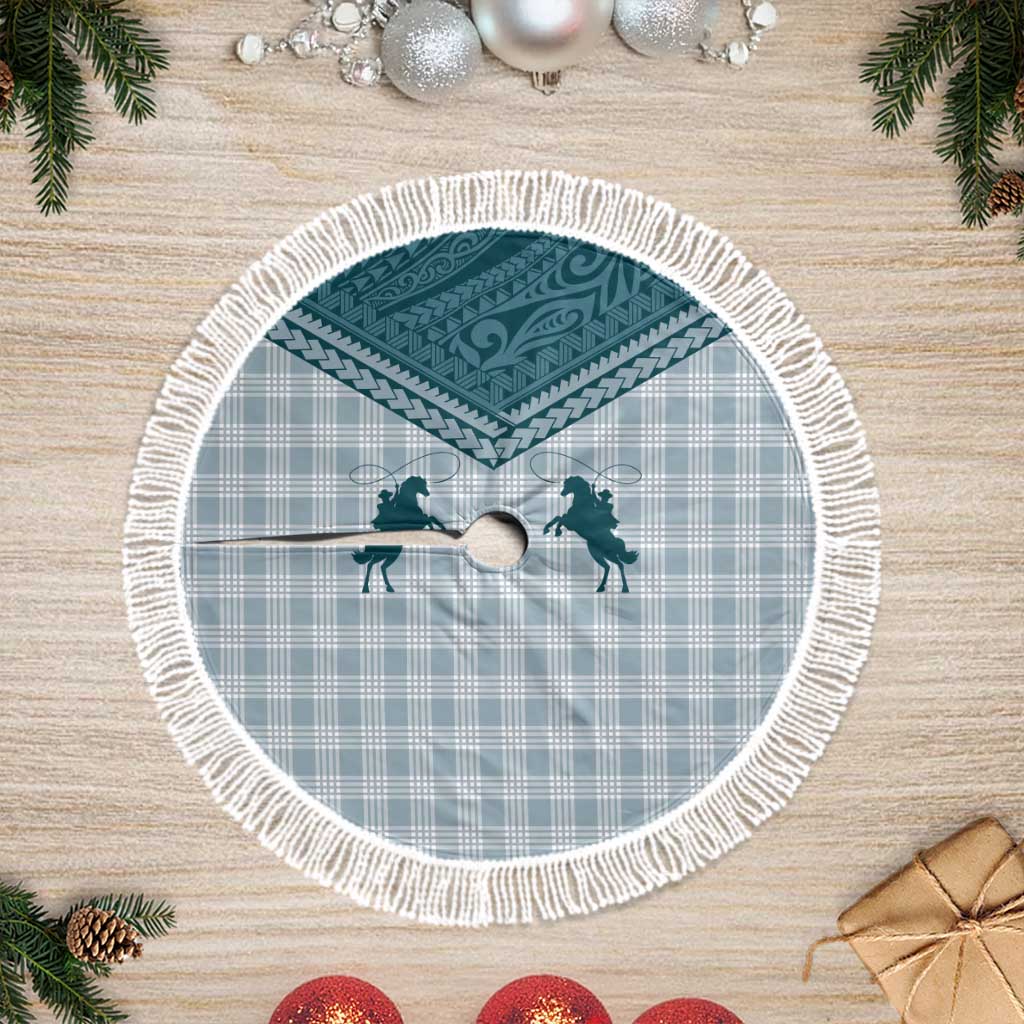 Aloha Hawaii Cowboys Paniolo Tree Skirt Teal Palaka - Polynesian Pride