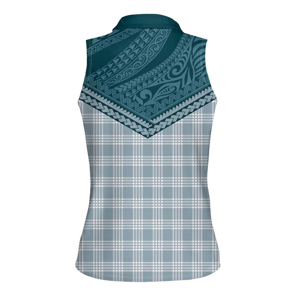 Aloha Hawaii Cowboys Paniolo Women Sleeveless Polo Shirt Teal Palaka - Polynesian Pride