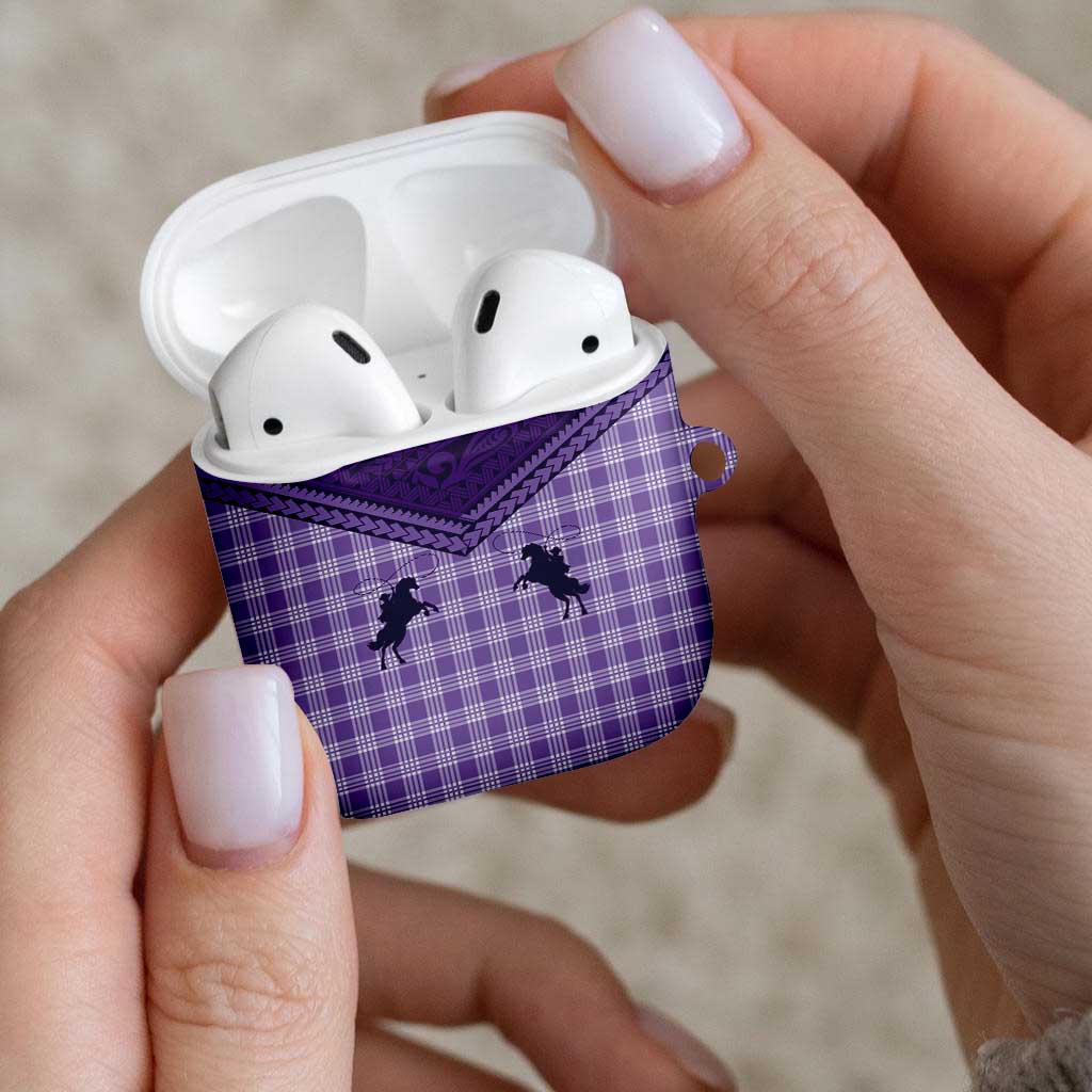 Aloha Hawaii Cowboys Paniolo AirPods Case Violet Palaka - Polynesian Pride