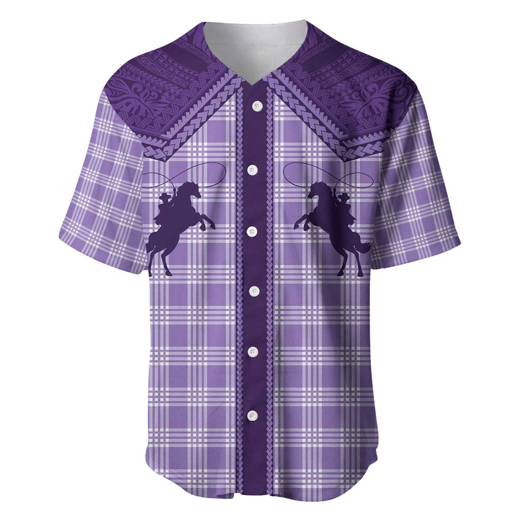 Aloha Hawaii Cowboys Paniolo Baseball Jersey Violet Palaka LT7 Purple - Polynesian Pride