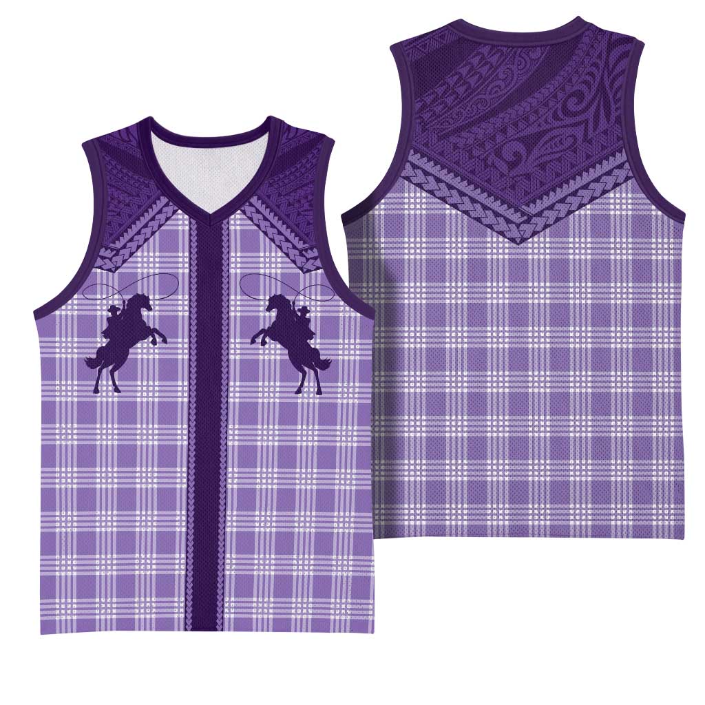 Aloha Hawaii Cowboys Paniolo Basketball Jersey Violet Palaka - Polynesian Pride