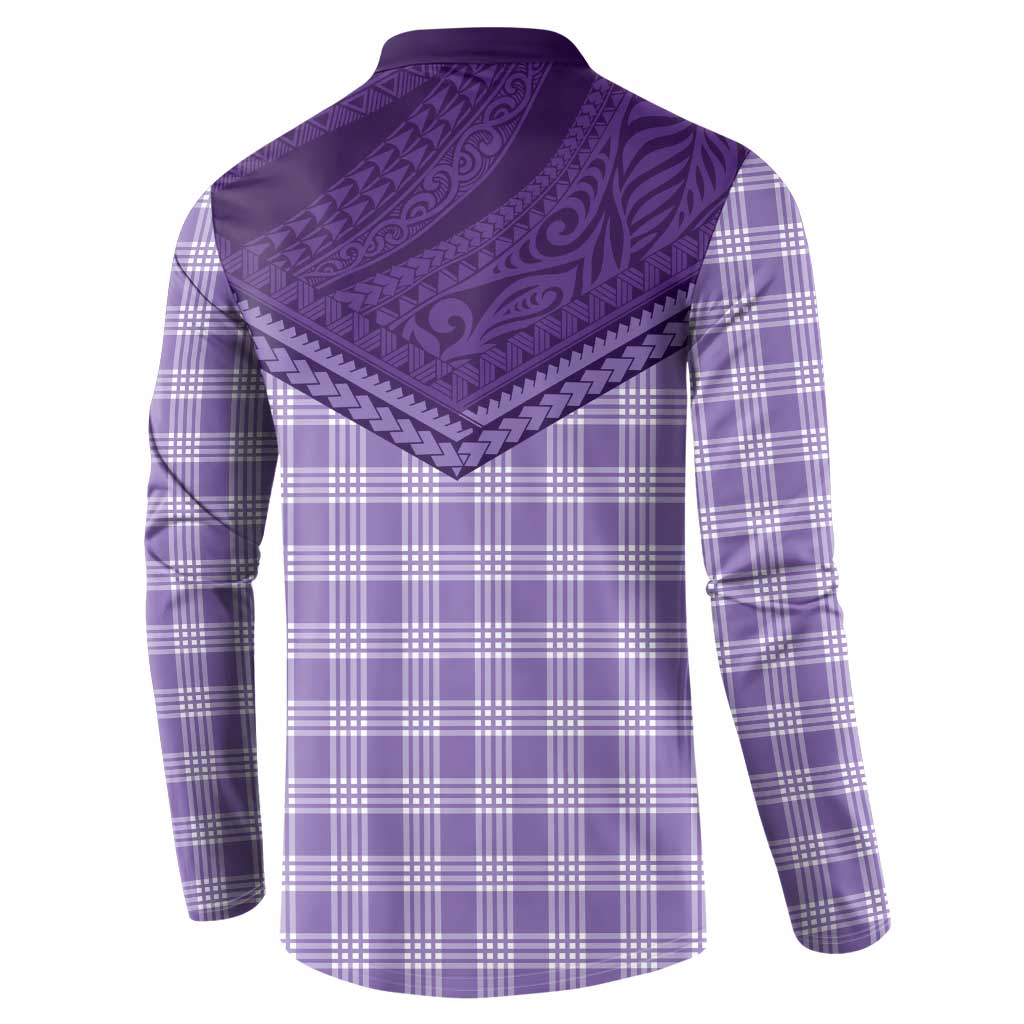 Aloha Hawaii Cowboys Paniolo Button Sweatshirt Violet Palaka - Polynesian Pride