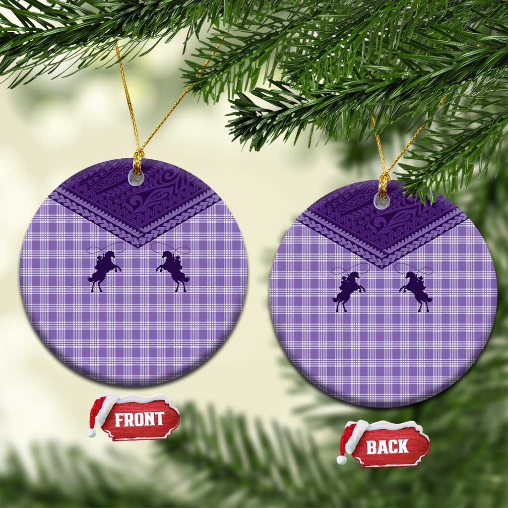 Aloha Hawaii Cowboys Paniolo Ceramic Ornament Violet Palaka - Polynesian Pride