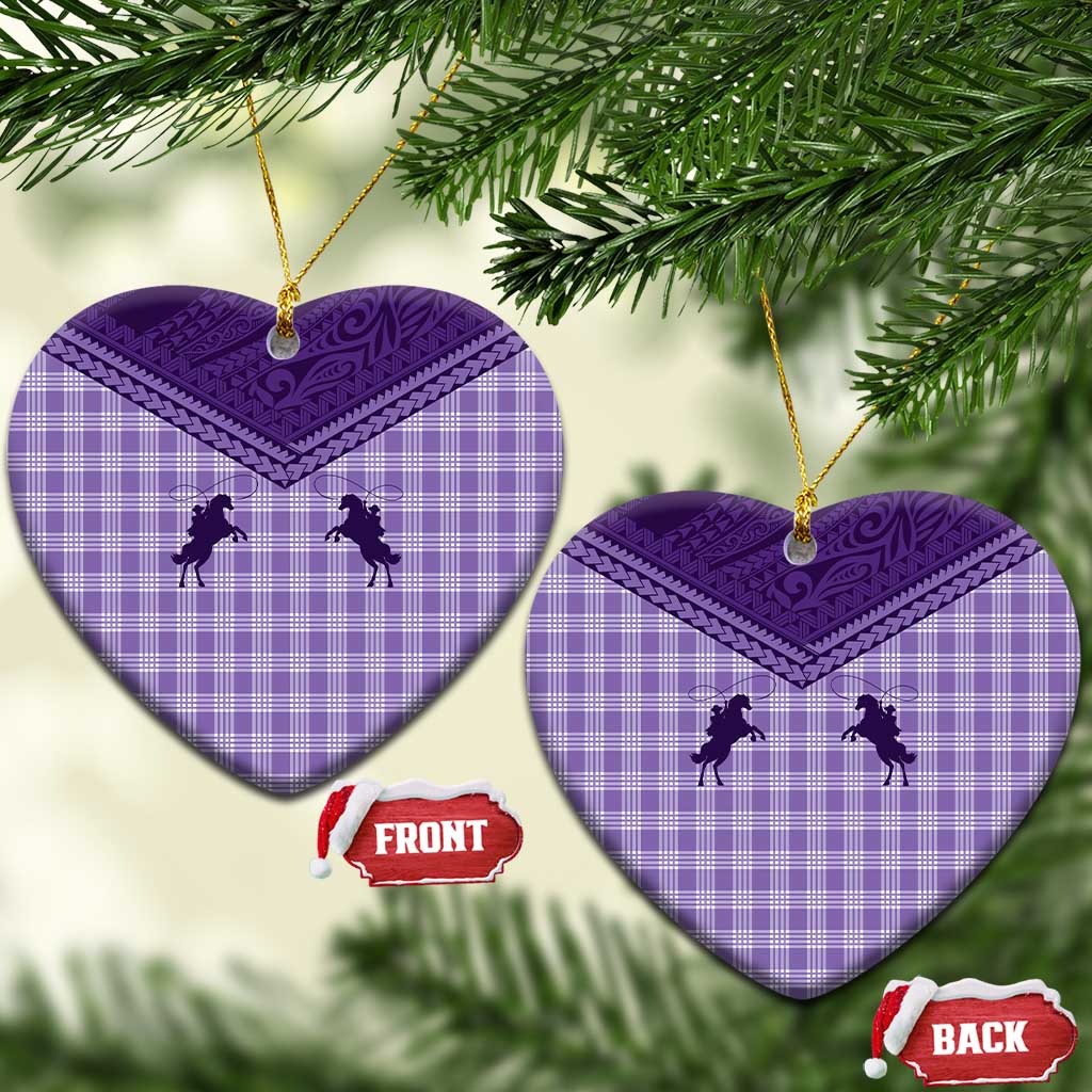 Aloha Hawaii Cowboys Paniolo Ceramic Ornament Violet Palaka - Polynesian Pride