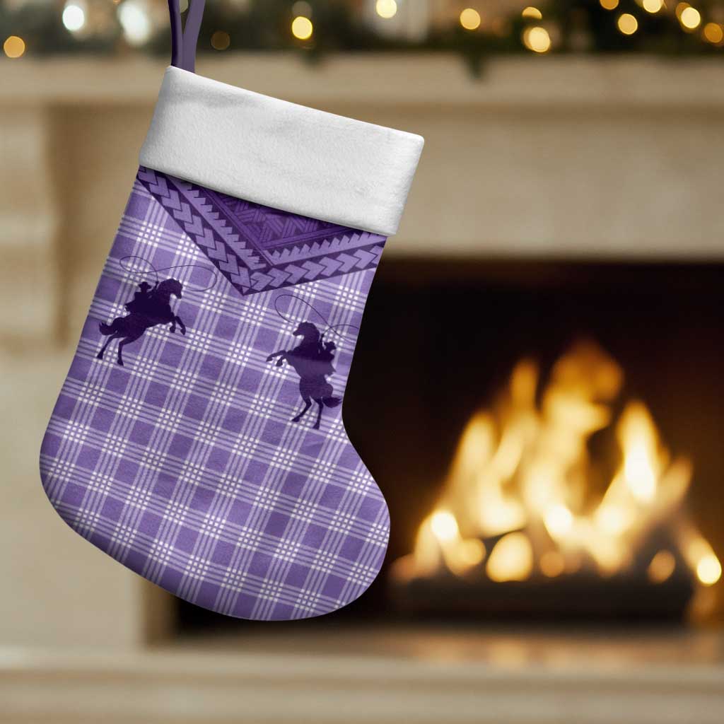 Aloha Hawaii Cowboys Paniolo Christmas Stocking Violet Palaka - Polynesian Pride