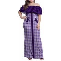 Aloha Hawaii Cowboys Paniolo Family Matching Off Shoulder Maxi Dress and Hawaiian Shirt Violet Palaka - Polynesian Pride