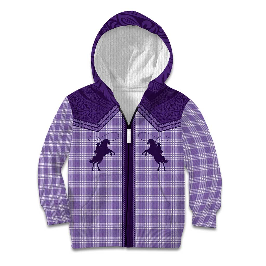 Aloha Hawaii Cowboys Paniolo Kid Hoodie Violet Palaka - Polynesian Pride